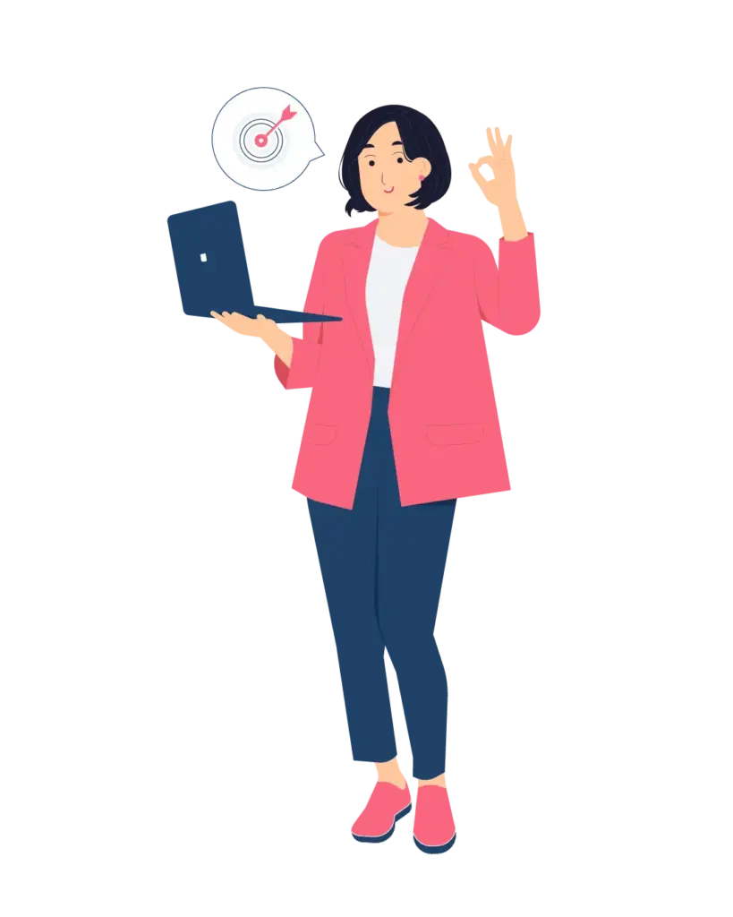 Consultora de CRM dando el ok al trabajo y proyecto